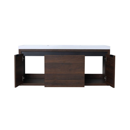 Alora Floating Walnut Bathroom Vanity With Resin Sink Soft Close Doors