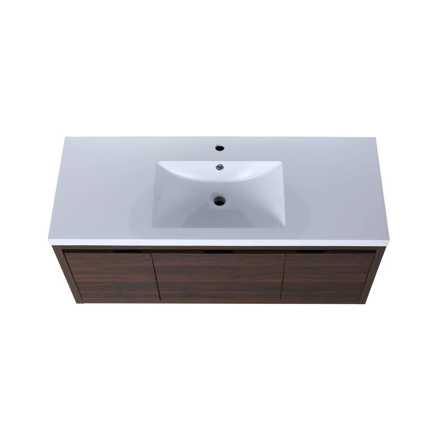 Alora Floating Walnut Bathroom Vanity With Resin Sink Soft Close Doors