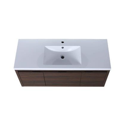 Alora Floating Walnut Bathroom Vanity With Resin Sink Soft Close Doors