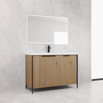 Alora 48-Inch Modern Light Coffee Freestanding Vanity With Resin Sink