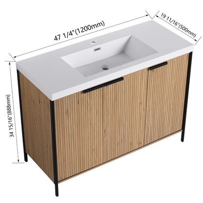 Alora 48-Inch Modern Light Coffee Freestanding Vanity With Resin Sink