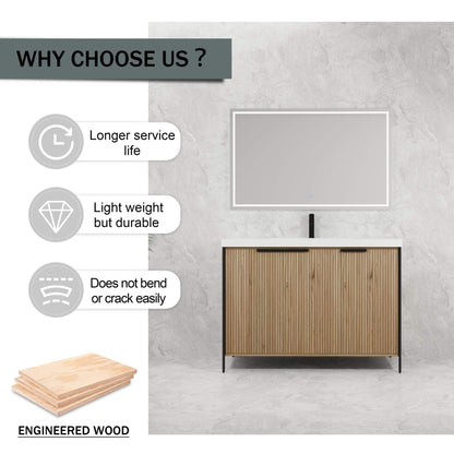 Alora 48-Inch Modern Light Coffee Freestanding Vanity With Resin Sink