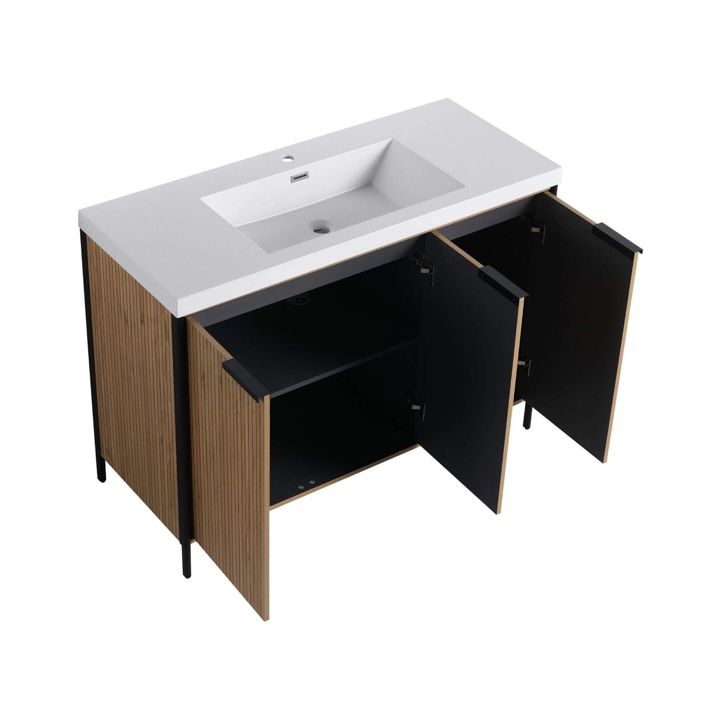 Alora 48-Inch Modern Light Coffee Freestanding Vanity With Resin Sink