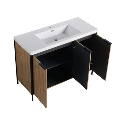 Alora 48-Inch Modern Light Coffee Freestanding Vanity With Resin Sink