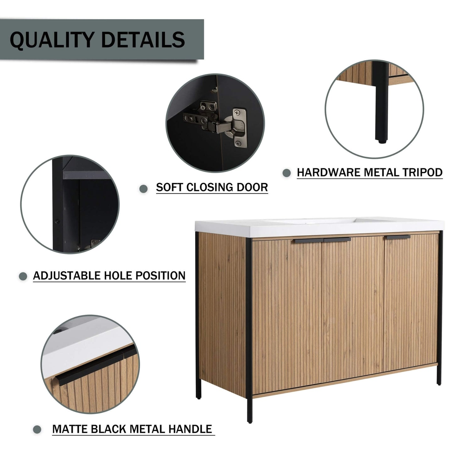 Alora 48-Inch Modern Light Coffee Freestanding Vanity With Resin Sink