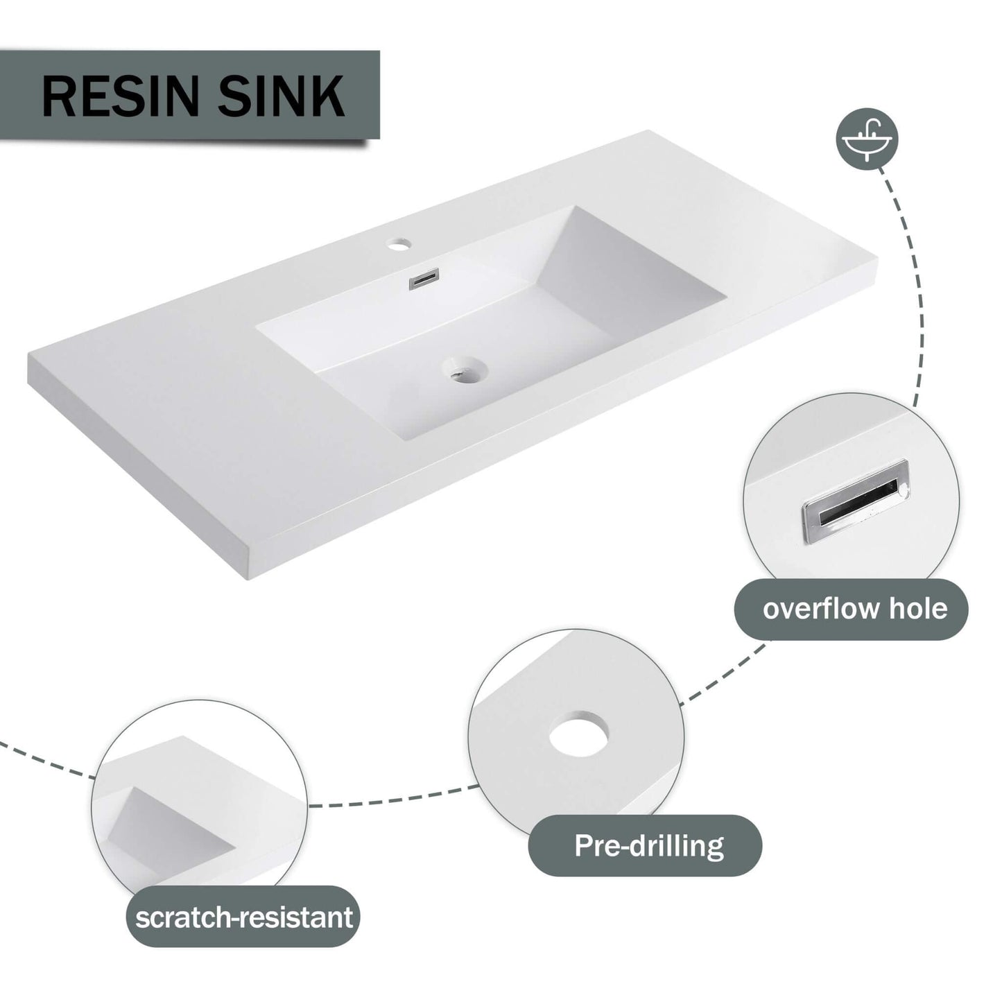 Alora 48-Inch Modern Light Coffee Freestanding Vanity With Resin Sink