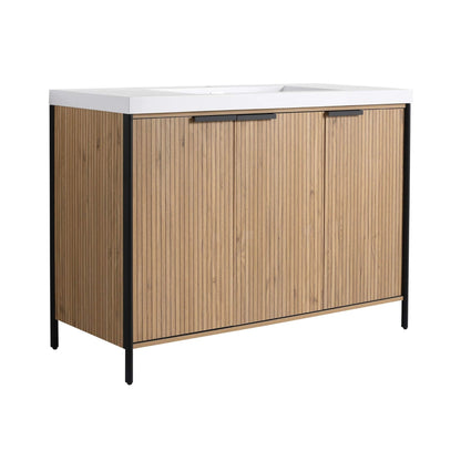 Alora 48-Inch Modern Light Coffee Freestanding Vanity With Resin Sink