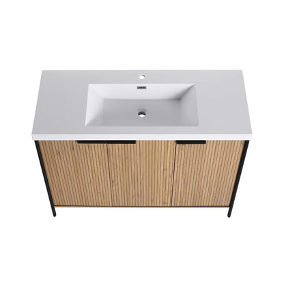 Alora 48-Inch Modern Light Coffee Freestanding Vanity With Resin Sink