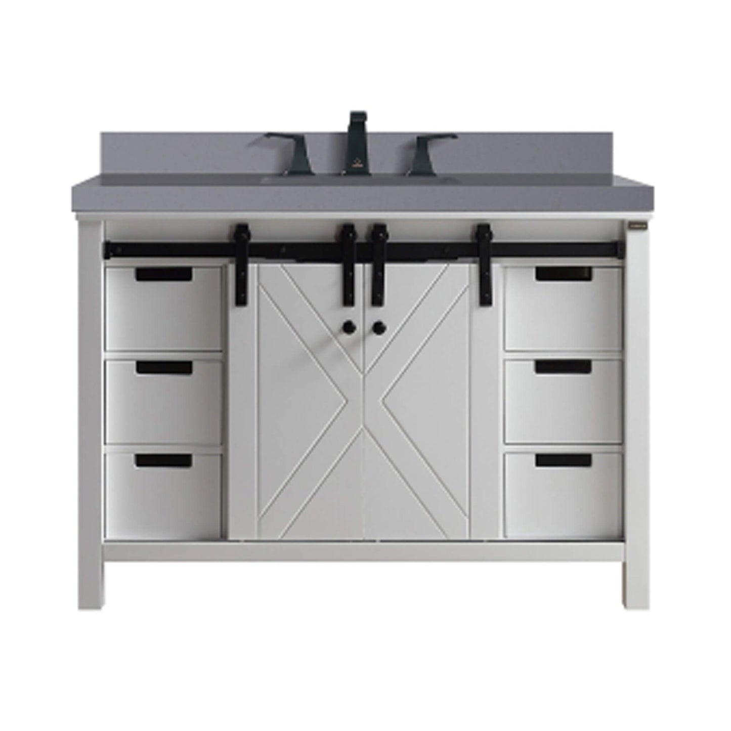 Alora White Bathroom Vanity With Gray Quartz Top And Faucet Set