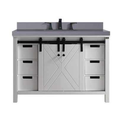 Alora White Bathroom Vanity With Gray Quartz Top And Faucet Set