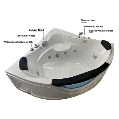 Alora 59-Inch 2-Person Luxury Corner Whirlpool Jetted Bathtub
