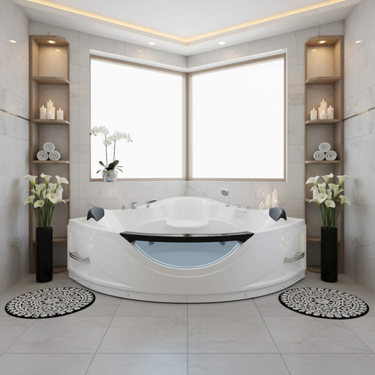 Alora 59-Inch 2-Person Luxury Corner Whirlpool Jetted Bathtub