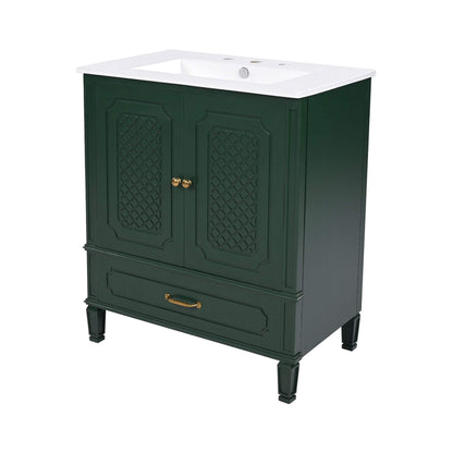 Alora 60-Inch Green Vintage Double Sink Vanity With Cabinets And Drawers