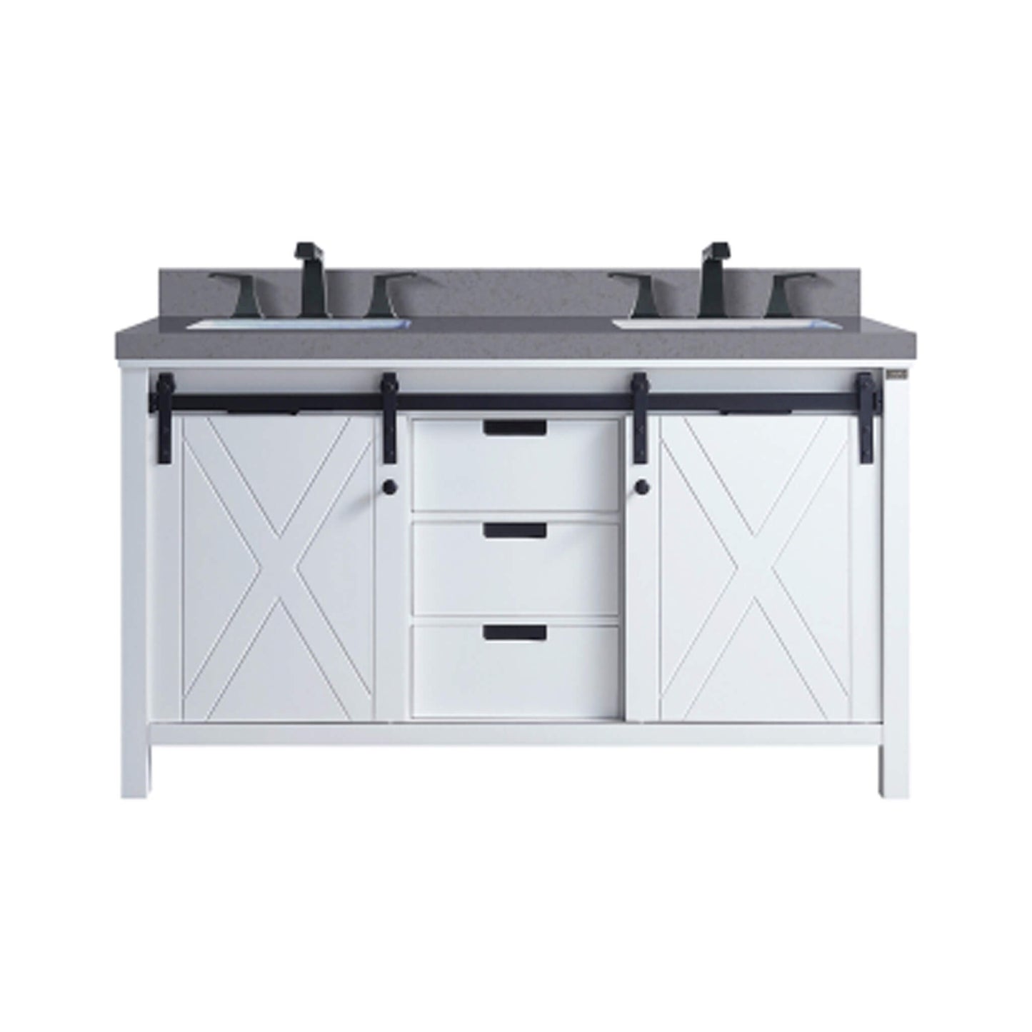 Alora White Bathroom Vanity With Gray Quartz Top And Faucet Set