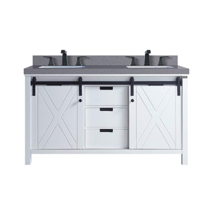 Alora White Bathroom Vanity With Gray Quartz Top And Faucet Set