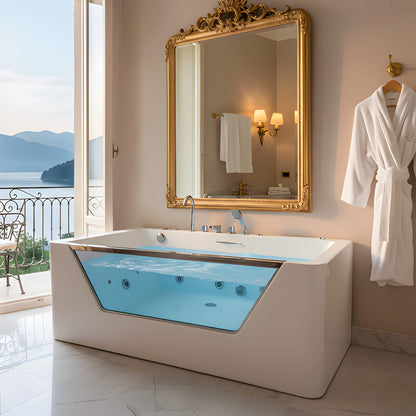 Alora 67-Inch 7-Jets Hydrotherapy Whirlpool Bathtub With Glass Panel