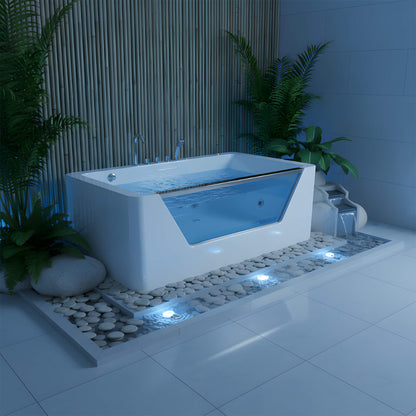 Alora 67-Inch 7-Jets Hydrotherapy Whirlpool Bathtub With Glass Panel