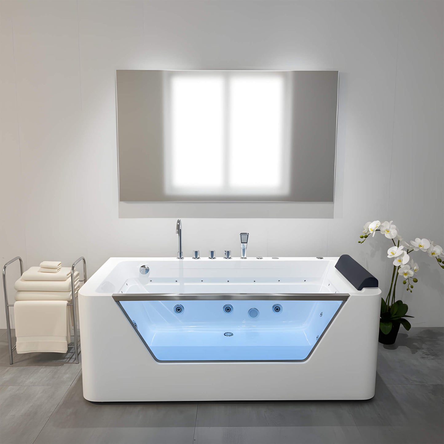 Alora 67-Inch 7-Jets Hydrotherapy Whirlpool Bathtub With Glass Panel