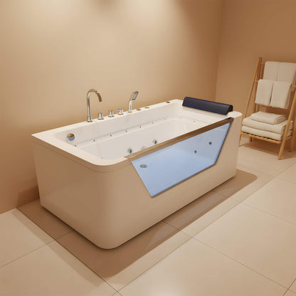 Alora 67-Inch 7-Jets Hydrotherapy Whirlpool Bathtub With Glass Panel