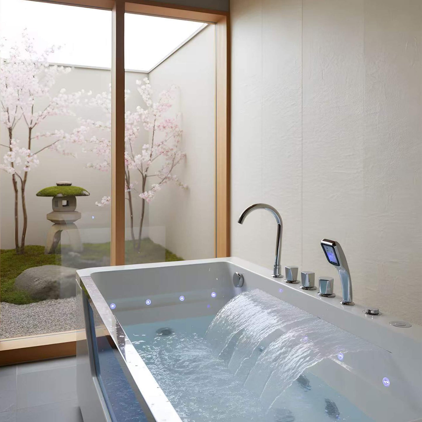 Alora 67-Inch 7-Jets Hydrotherapy Whirlpool Bathtub With Glass Panel