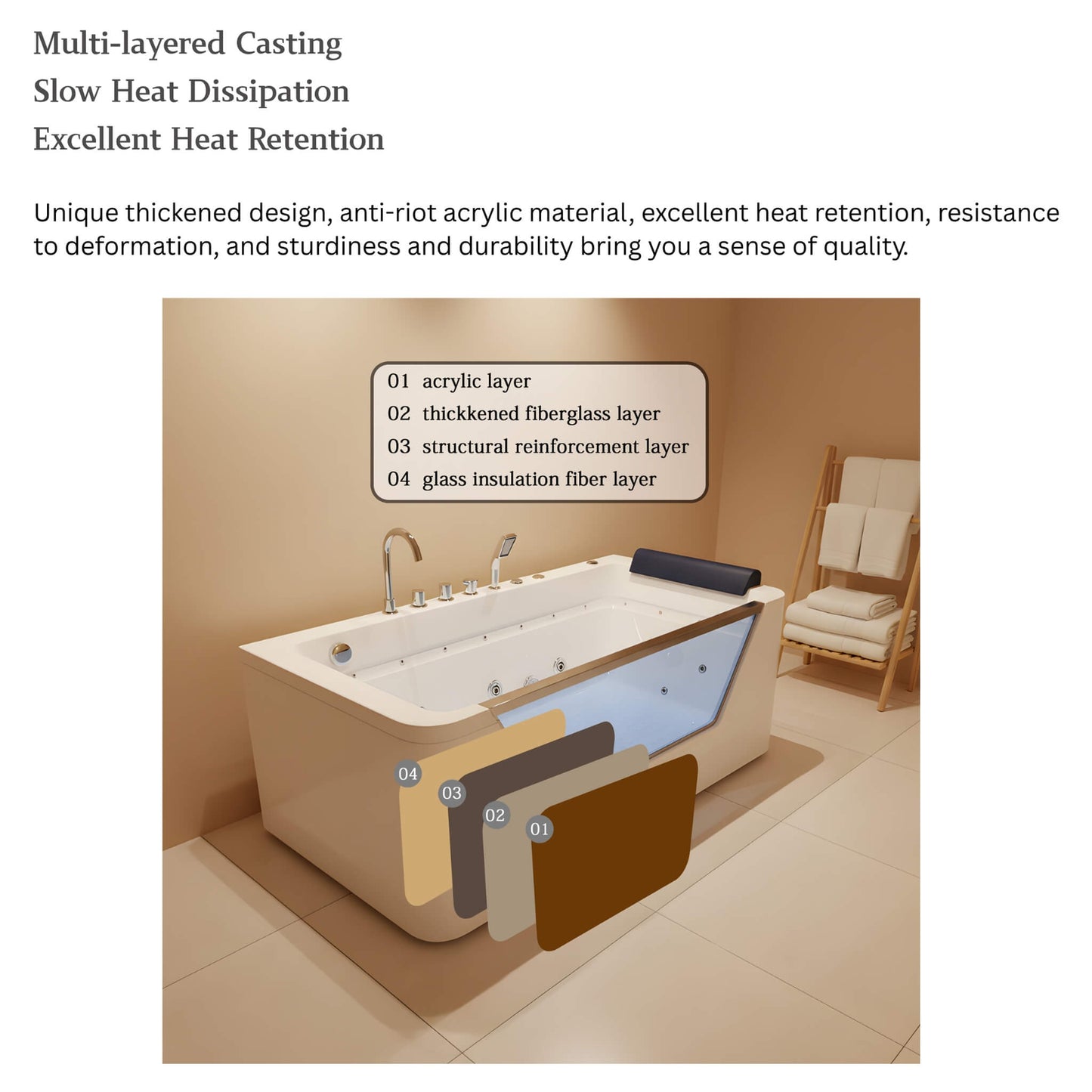 Alora 67-Inch 7-Jets Hydrotherapy Whirlpool Bathtub With Glass Panel
