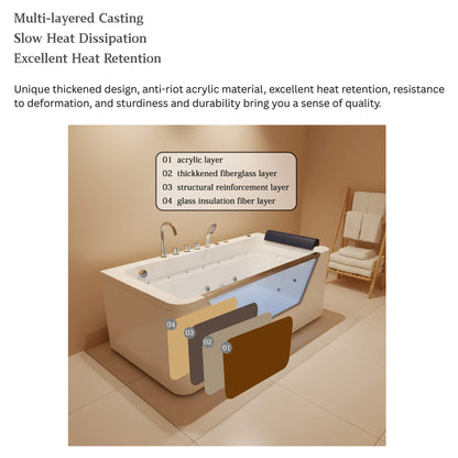 Alora 67-Inch 7-Jets Hydrotherapy Whirlpool Bathtub With Glass Panel
