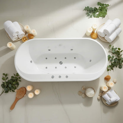 Alora 67-Inch Whirlpool Air Bath Soaking Tub With Adjustable Air Blower [No Faucet]