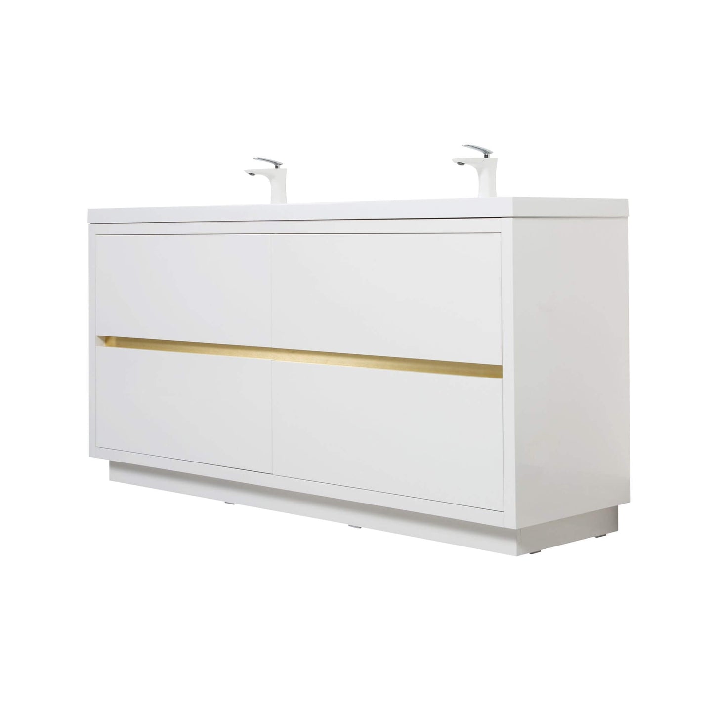 Alora 72-Inch White Freestanding Bathroom Vanity With Sink And Stone Resin Countertop