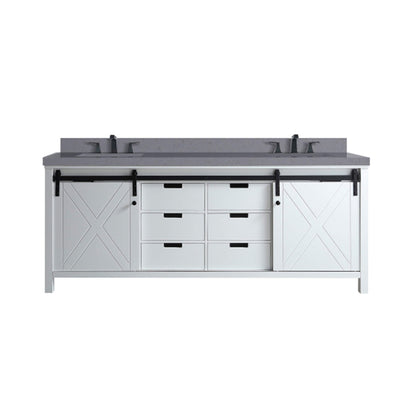 Alora White Bathroom Vanity With Gray Quartz Top And Faucet Set