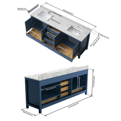 Alora 83-Inch Blue Modern Double Sink Freestanding Bathroom Vanity