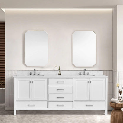 Alora 84-Inch Double Basin Freestanding Bathroom Vanity With Solid Wood Frame [No Faucet]