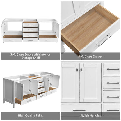 Alora 84-Inch Double Basin Freestanding Bathroom Vanity With Solid Wood Frame [No Faucet]