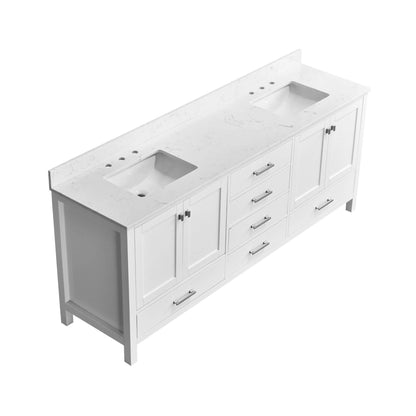 Alora 84-Inch Double Basin Freestanding Bathroom Vanity With Solid Wood Frame [No Faucet]