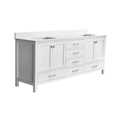 Alora 84-Inch Double Basin Freestanding Bathroom Vanity With Solid Wood Frame [No Faucet]