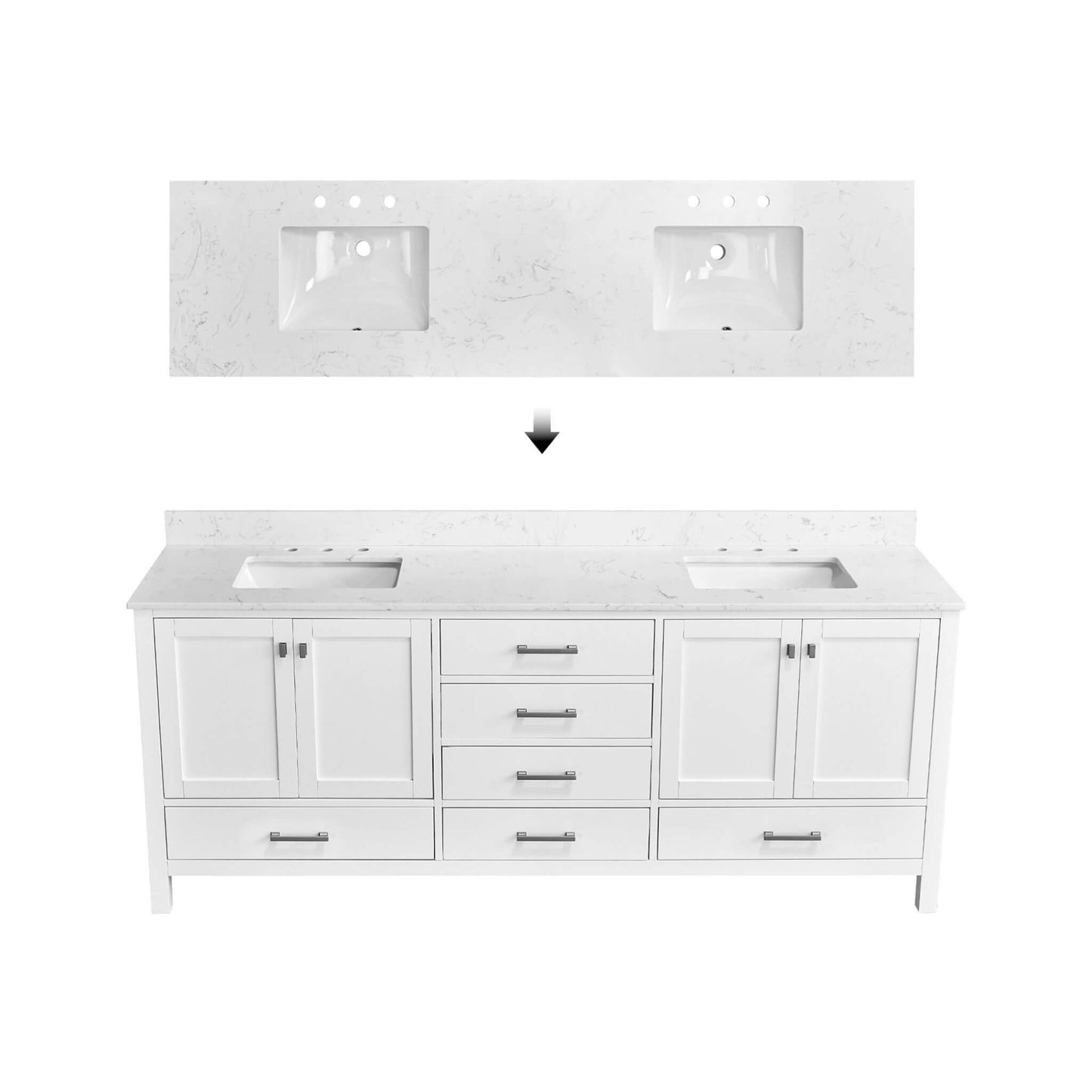 Alora 84-Inch Double Basin Freestanding Bathroom Vanity With Solid Wood Frame [No Faucet]
