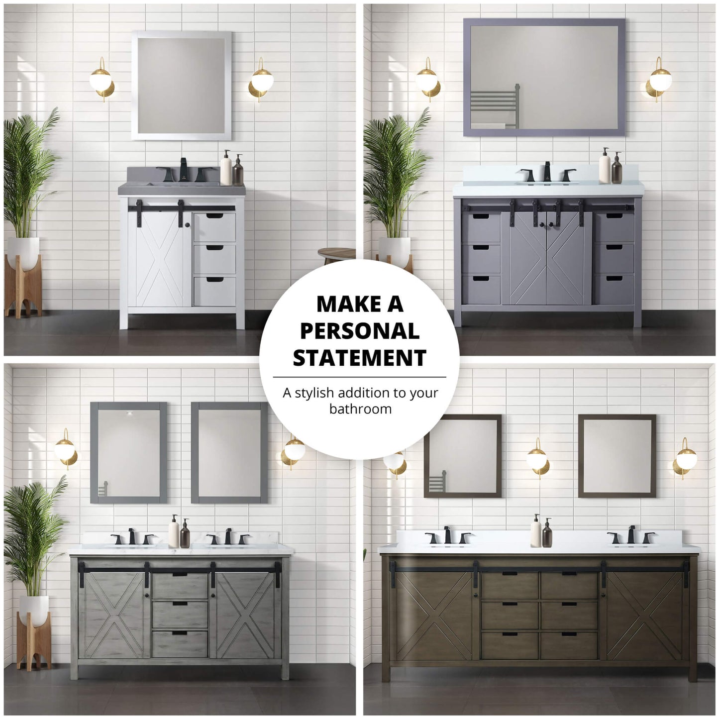 Alora White Bathroom Vanity With Gray Quartz Top And Faucet Set