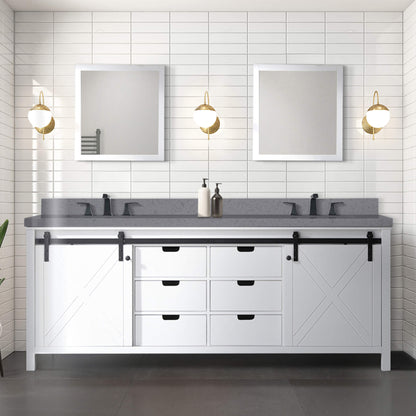 Alora White Bathroom Vanity With Gray Quartz Top And Faucet Set