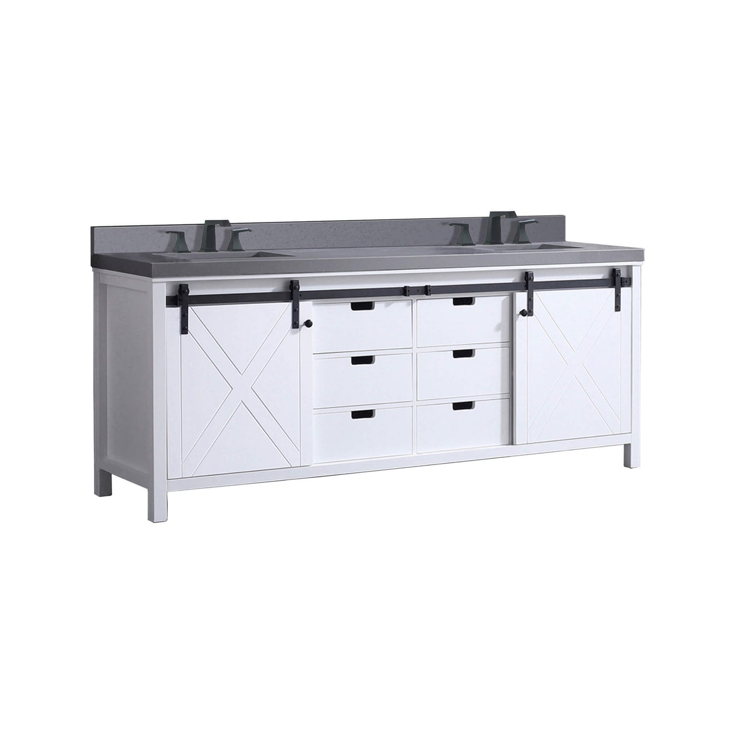 Alora White Bathroom Vanity With Gray Quartz Top And Faucet Set