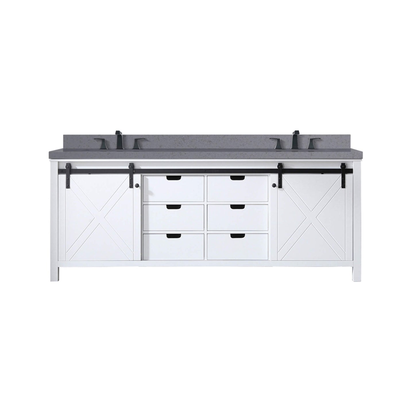 Alora White Bathroom Vanity With Gray Quartz Top And Faucet Set