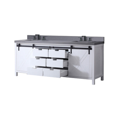Alora White Bathroom Vanity With Gray Quartz Top And Faucet Set