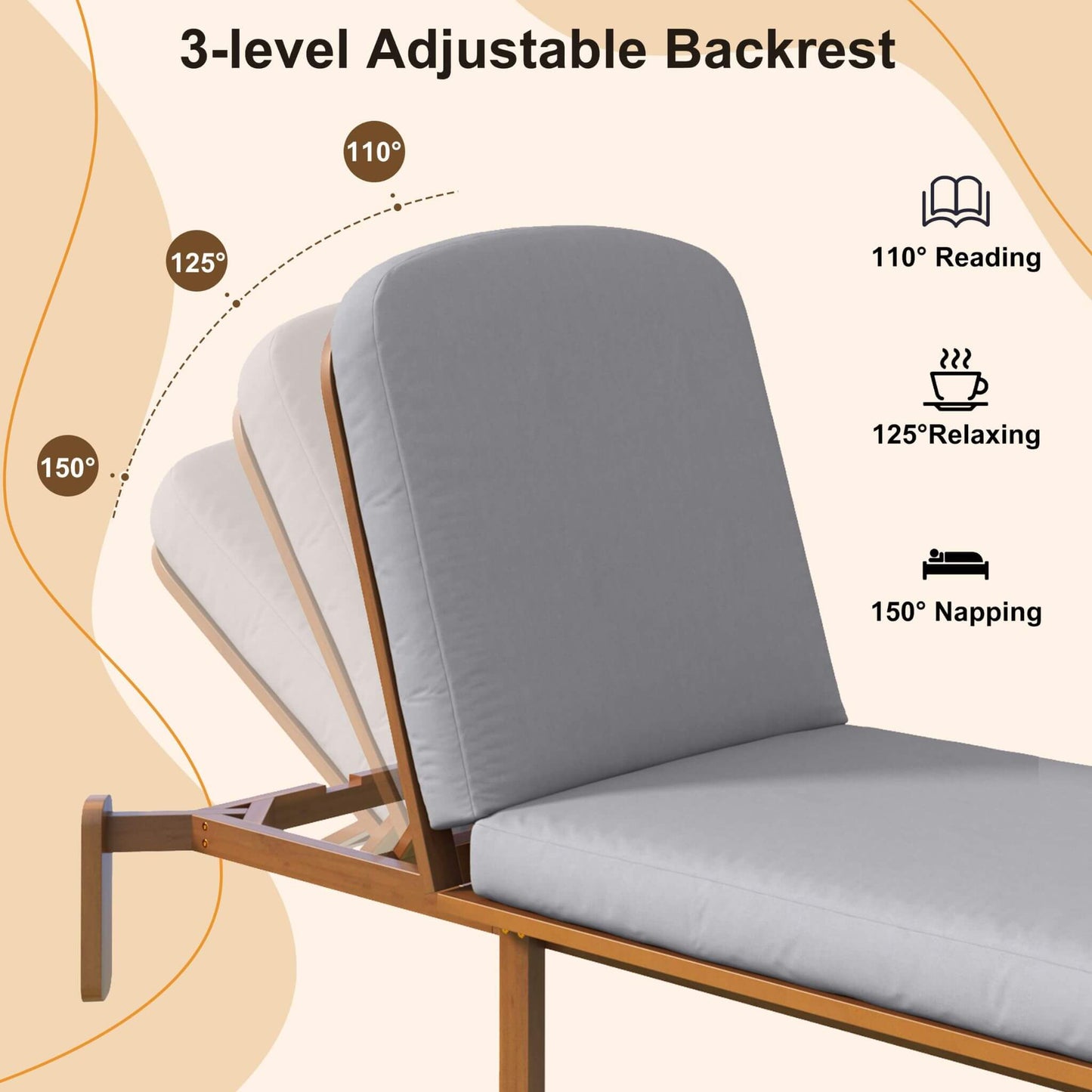Alora Adjustable Outdoor Chaise Lounge with Reclining Backrest