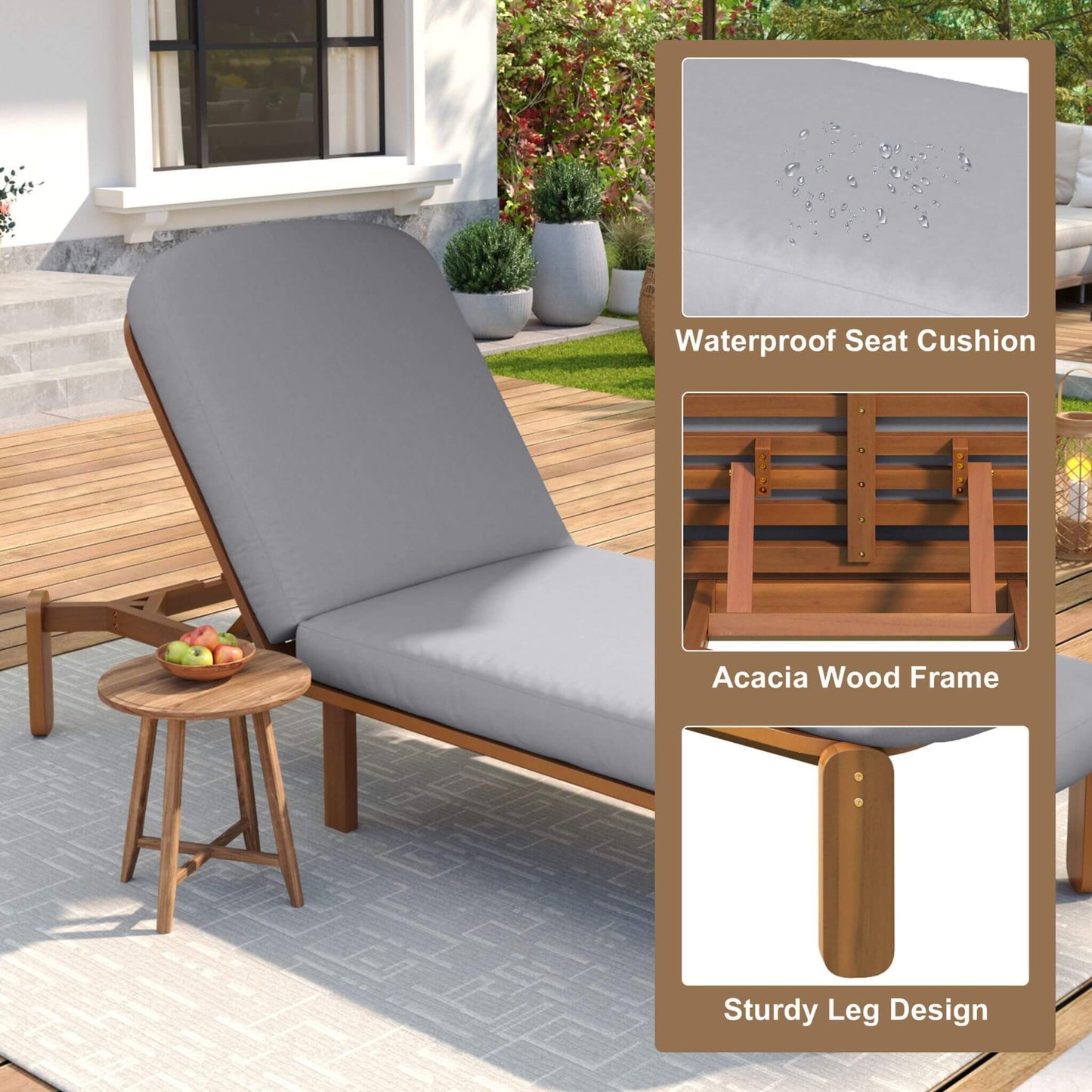 Alora Adjustable Outdoor Chaise Lounge with Reclining Backrest