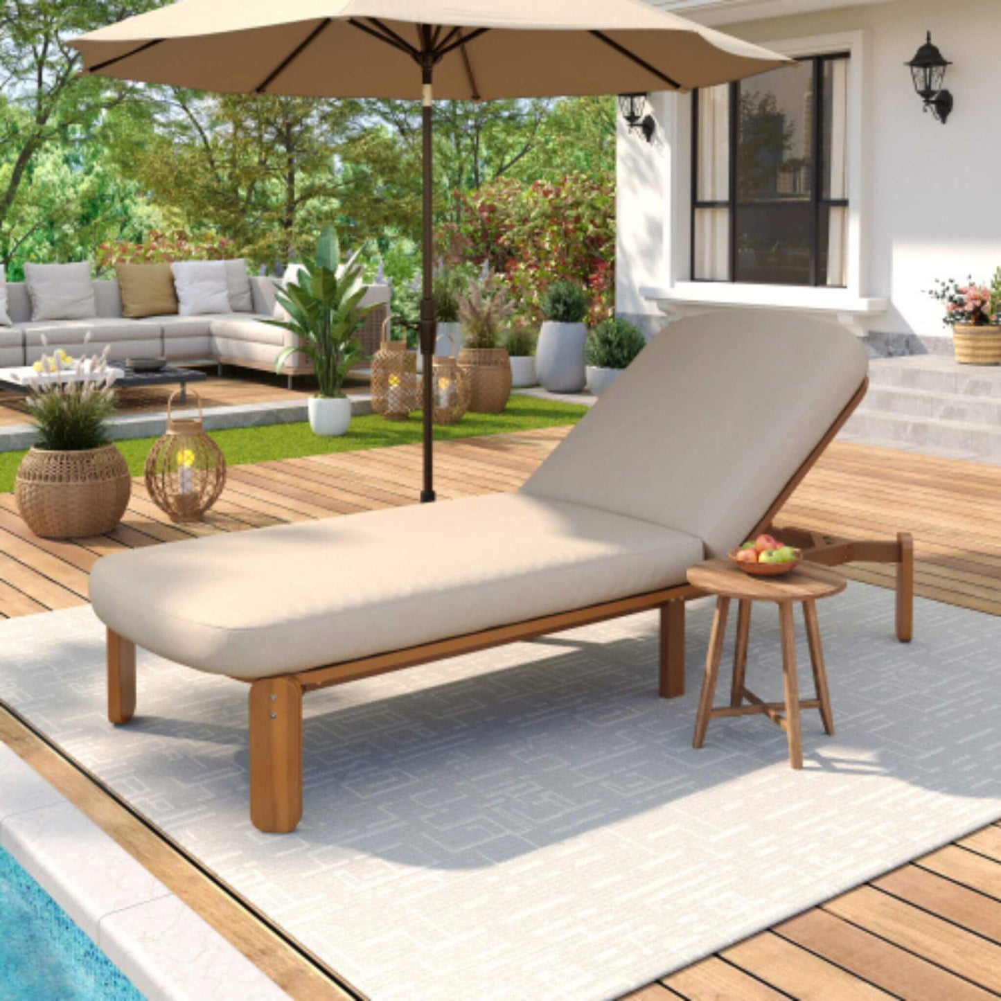 Alora Adjustable Outdoor Chaise Lounge with Reclining Backrest