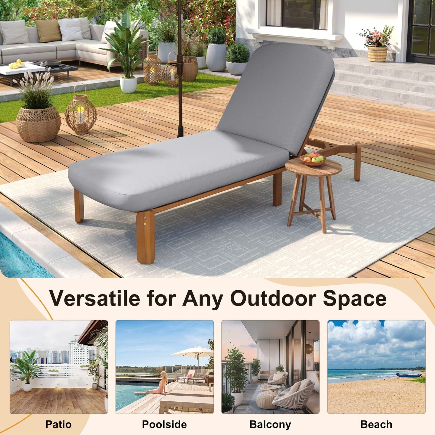 Alora Adjustable Outdoor Chaise Lounge with Reclining Backrest