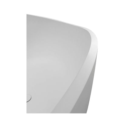 Alora Luxury 63-Inch Matte White Freestanding Soaking Bathtub With Overflow And Pop-Up Drain