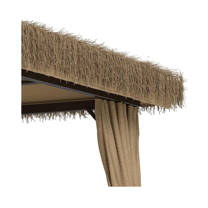 Alora Outdoor Double Canopy Aluminum Patio Gazebo with Hawaiian Thatch Roof