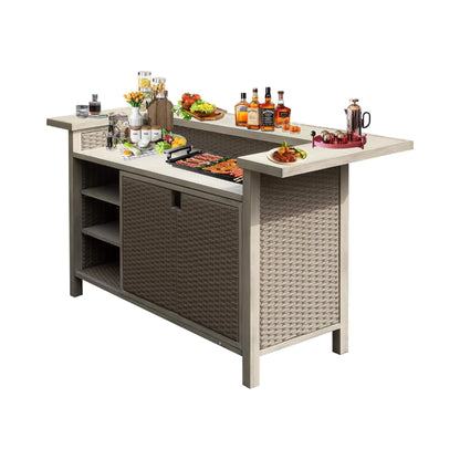 Alora Premium All-Weather Spacious Outdoor Patio Bar Table With Aluminum Frame