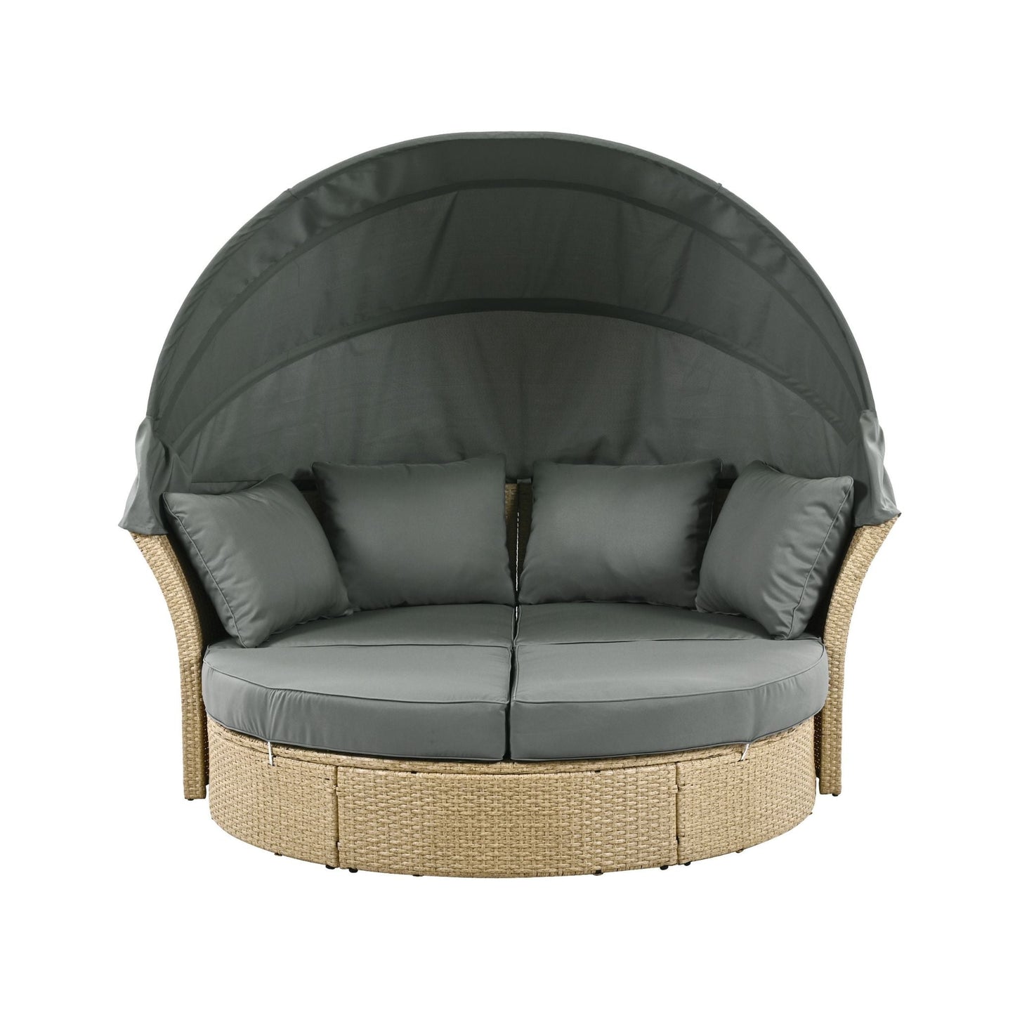 Alora Premium Outdoor Garden Wicker Rattan Patio Daybed With Retractable Canopy