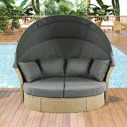 Alora Premium Outdoor Garden Wicker Rattan Patio Daybed With Retractable Canopy