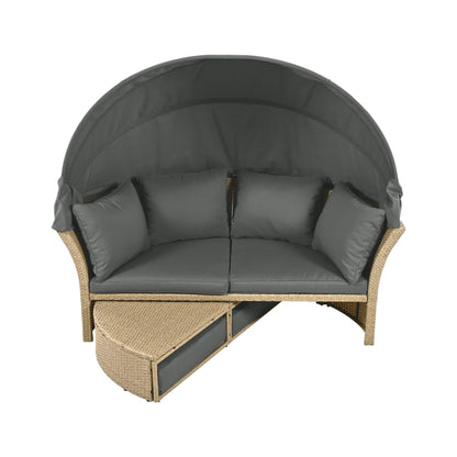 Alora Premium Outdoor Garden Wicker Rattan Patio Daybed With Retractable Canopy
